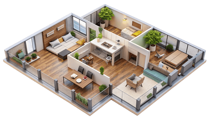 3D Isometric House Plan